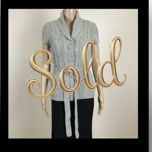 H&M Cable Knitted Vest, Gray with Collar and Belt